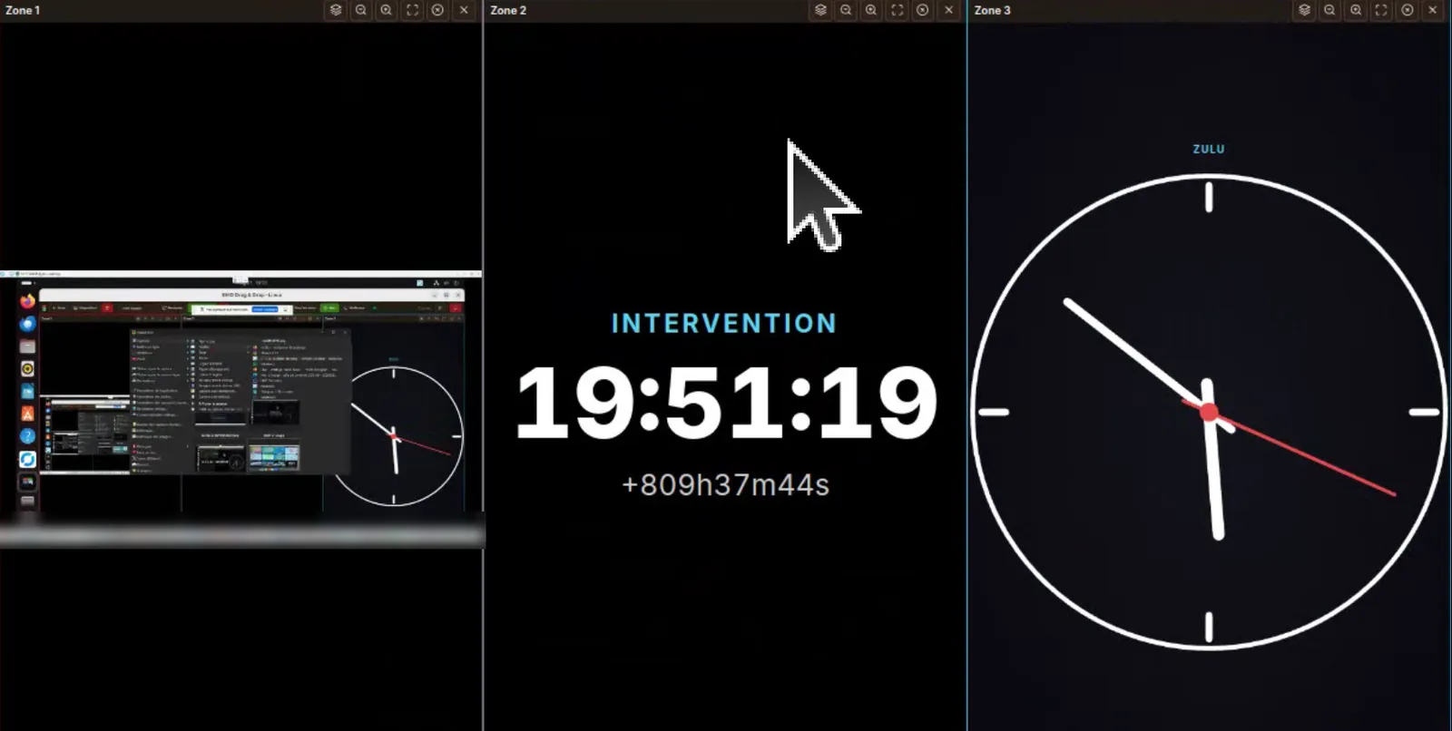 Screen sharing over the network: another workstation sends its screen to the wall from its browser, with nothing to install