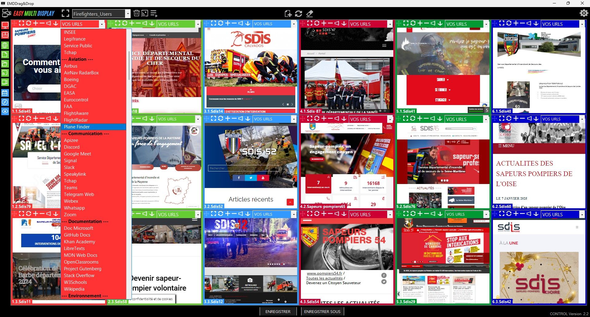 Interface voor het beheer van aanpasbare URL-categorieen in de Easy Multi Display videowall voor hulpdiensten