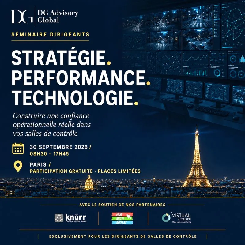 Affiche van het Directieseminar van 30 september 2026 in Parijs: strategie, prestaties, technologie, met Easy Multi Display als partner