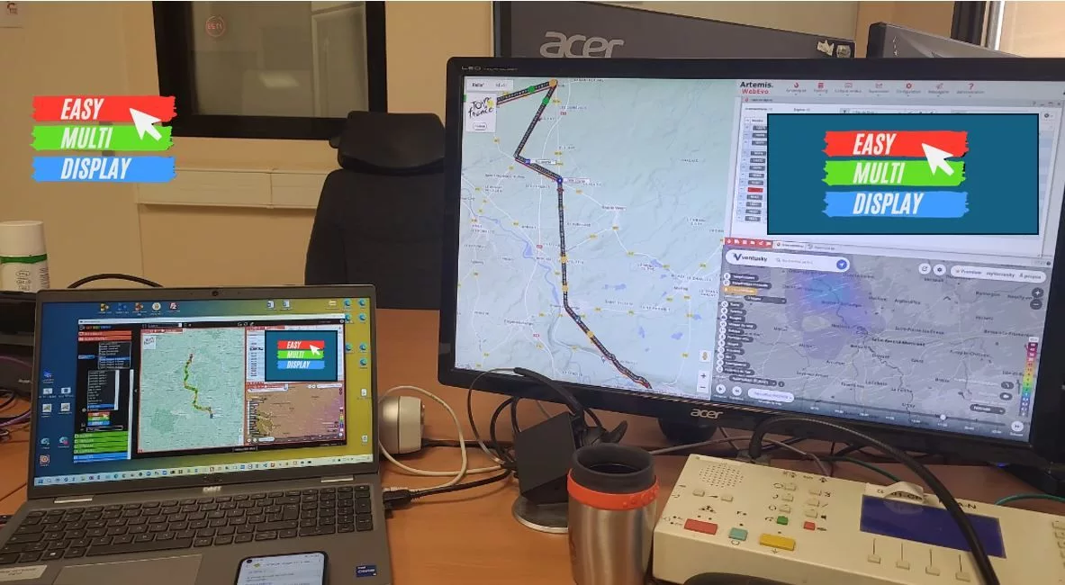 Draagbare EMD-videowand ingezet door een brandweerkazerne om de Tour de France te volgen op een videowand
