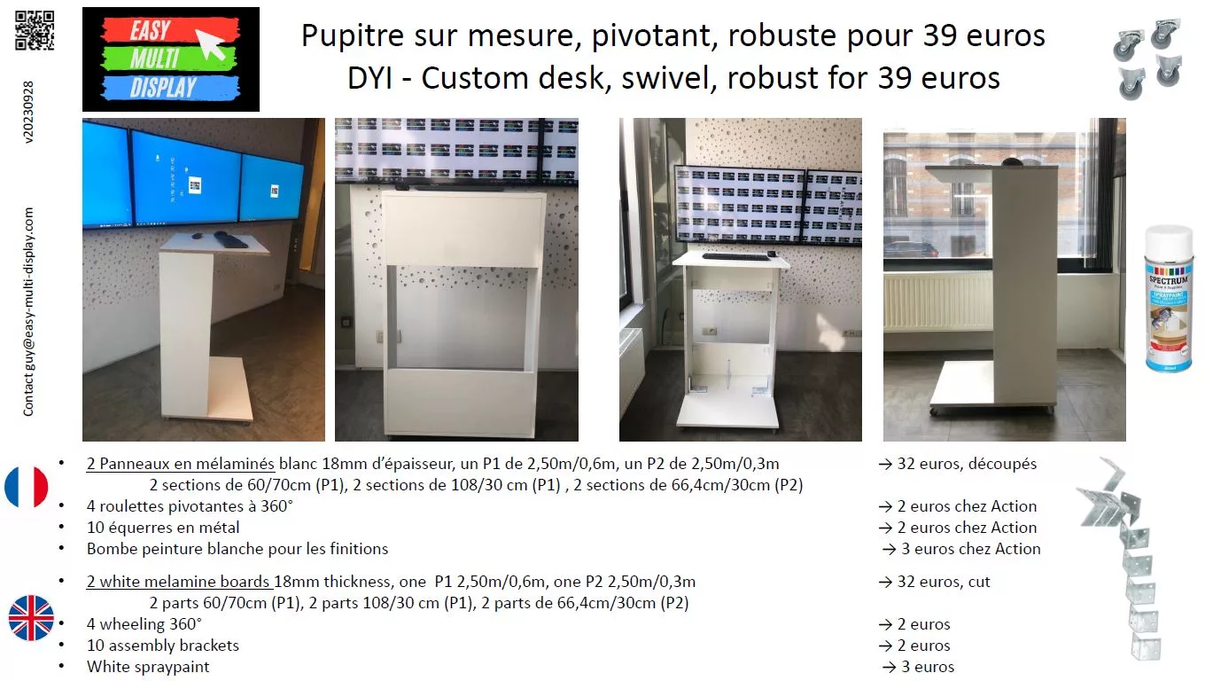 How to build a sturdy, pivoting custom-made desk for 39 euros? - Easy Multi Display